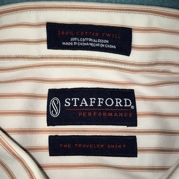 STAFFORD Performance button up long sleeve striped - Picture 2 of 5